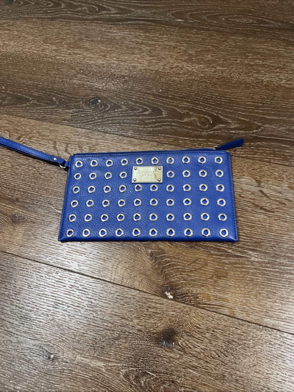 Michael Kors Royal Blue Eyelet Wristlet Clutch